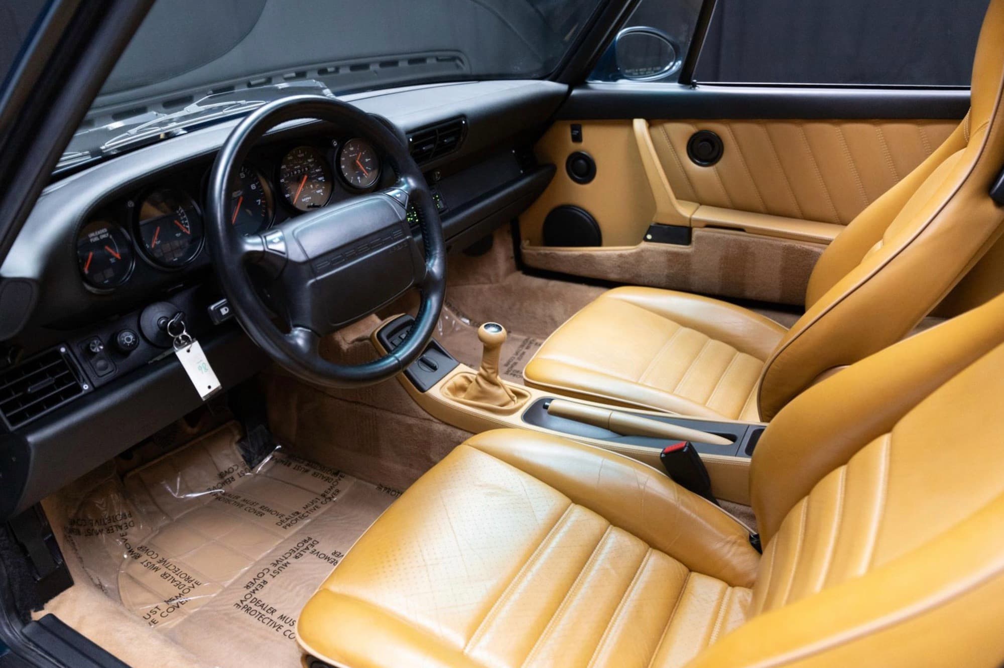 Driver's view of the 964's cockpit — five-gauge cluster and 5-speed manual shifter
